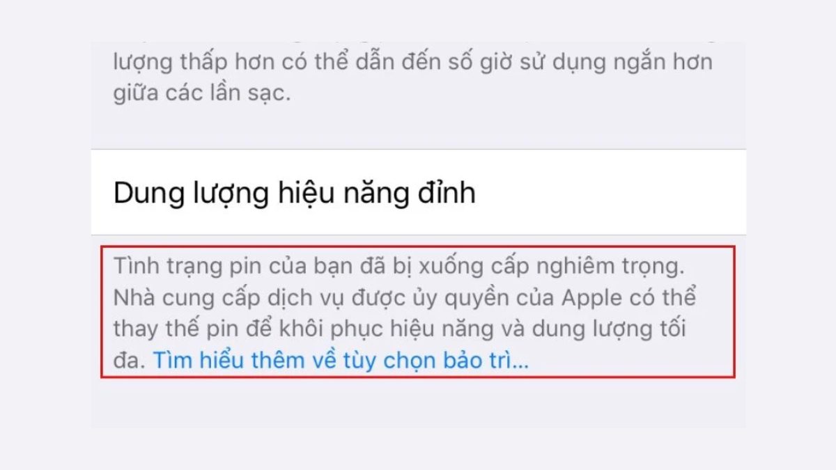 Pin xuống cấp nghiêm trọng