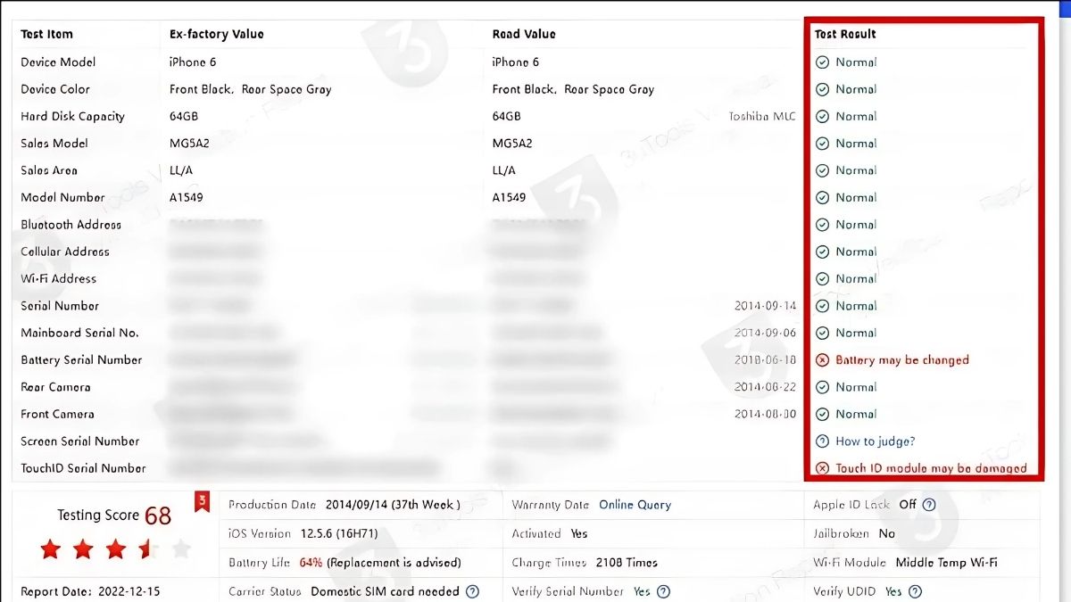 Cách kiểm tra pin iPhone đã thay bẵng 3utools bước 3