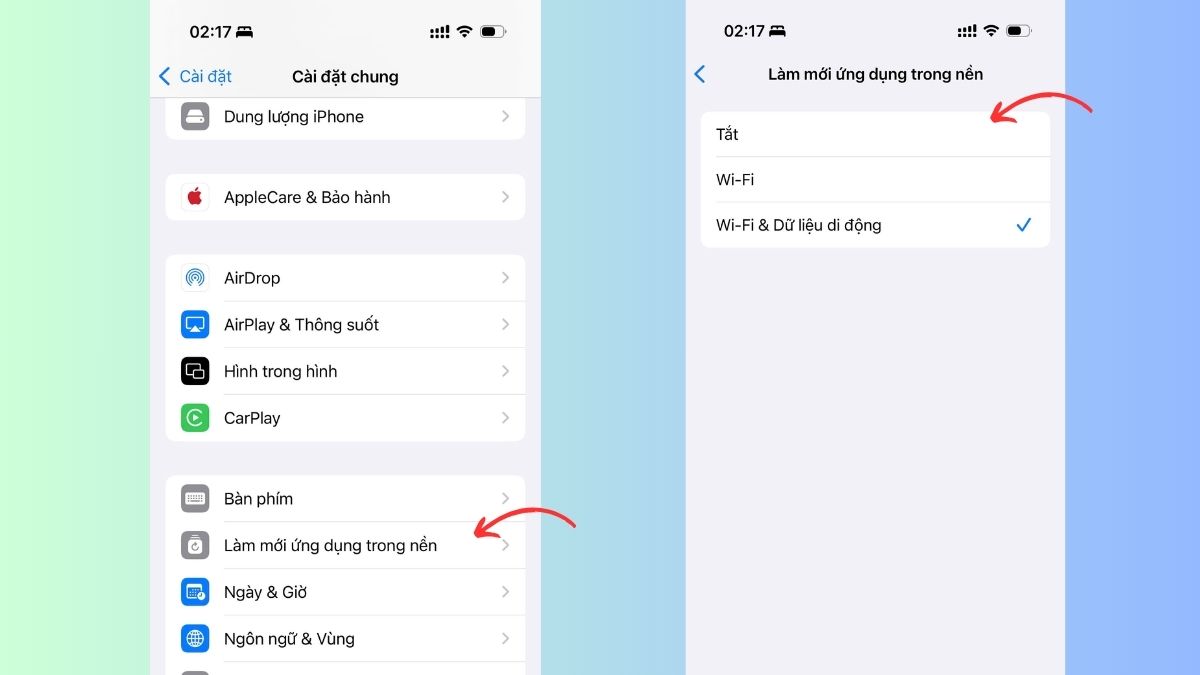 Cách khắc phục iPhone qua đêm bị tụt pin bằng cách tắt ứng dụng chạy ngầm - bước 2 Cách khắc phục iPhone qua đêm bị tụt pin bằng cách tắt ứng dụng chạy ngầm - bước 2