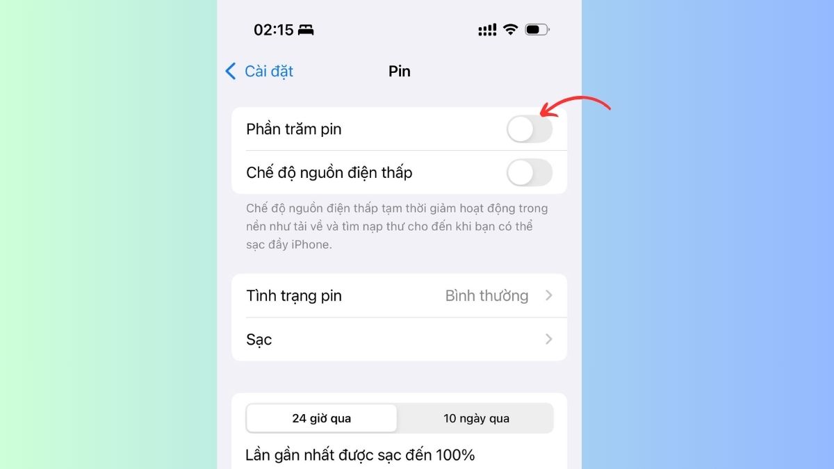 Cách khắc phục iPhone qua đêm bị tụt pin bằng cách dùng chế độ nguồn điện thấp - bước 2 Cách khắc phục iPhone qua đêm bị tụt pin bằng cách dùng chế độ nguồn điện thấp - bước 2