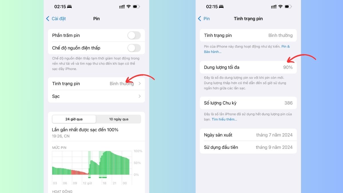 Cách khắc phục iPhone qua đêm bị tụt pin bằng cách kiểm tra pin - bước 2 Cách khắc phục iPhone qua đêm bị tụt pin bằng cách kiểm tra pin - bước 2